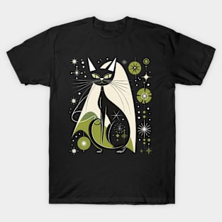 Mid Century Modern CAT Lively Linoprints T-Shirt